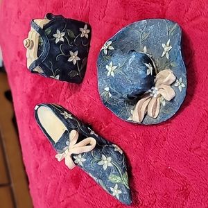 Set of 3,mini floral shoe with matching mini clutch purse and mini wide …